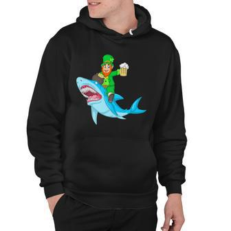 Leprechaun Riding Shark St Patricks Day Hoodie - Monsterry DE