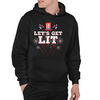 Lets Get Lit Fireworks Usa Independence Day 4Th Of July Hoodie - Seseable