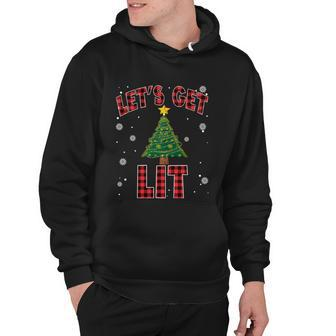 Lets Get Lit Red Buffalo Plaid Christmas Pajama Ing Cool Gift Hoodie - Monsterry