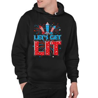 Lets Get Lit Usa Flag Cute Firework Patriotic 4Th Of July Hoodie - Seseable