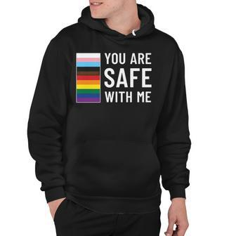 Lgbtq Pride Ally Pride Month Progress Pride Flag Equality Pride Parade You Are Safe With Me Safe Person Hoodie - Thegiftio UK