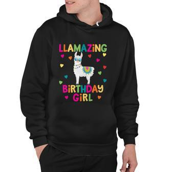 Llama Birthday Party Llamazing Gift Girl Rainbow Hearts Gift Hoodie - Monsterry DE