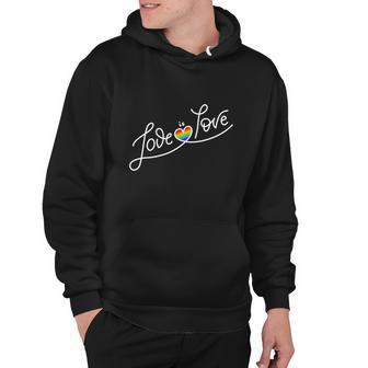 Love Is Love Script Gay Pride Colorful Rainbow Heart Hoodie - Monsterry UK