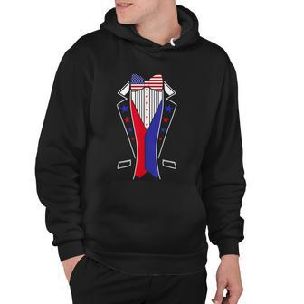 Mens 4Th Of July Tuxedo Costume Bow Tie American Flag Usa Hoodie - Monsterry