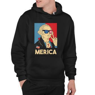 Merica George Washington 4Th Of July Usa Flag Funny American Gift Hoodie - Monsterry