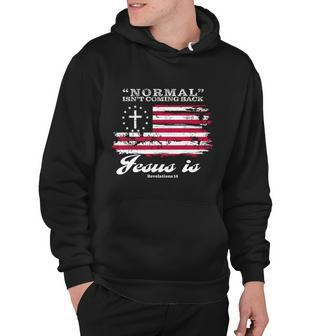 Normal Isnt Coming Back But Jesus Is Revelation 14 American Flag Hoodie - Monsterry