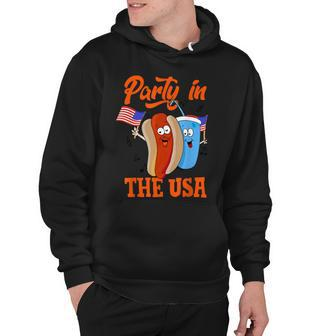 Party In The Usa Hot Dog Love Usa Funny Fourth Of July Hoodie - Seseable