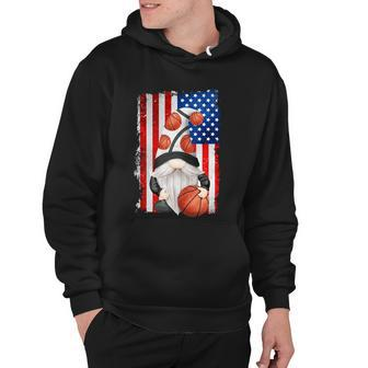 Patriotic American Flag Funny Gnome For Proud Basketball Dad Meaningful Gift Hoodie - Thegiftio UK