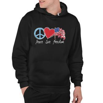 Patriotic Retro Peace Love Freedom Usa Flag 4Th Of July Hoodie - Monsterry AU