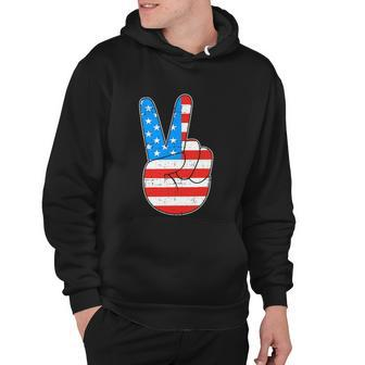 Peace Hand Sign For 4Th Of July American Flag Hoodie - Monsterry UK