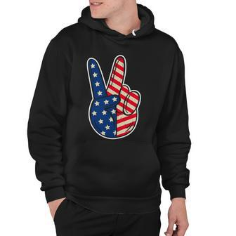 Peace Sign Hand Patriotic American Graphic Plus Size Shirt For Men Women Family Hoodie - Monsterry AU