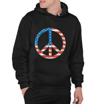 Peace Sign Usa Flag 4Th Of July Hoodie - Monsterry CA