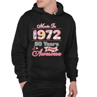 Pink Floral Made In 1972 50 Years Of Being Awesome Birthday Hoodie - Monsterry