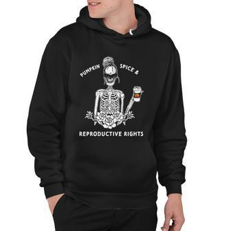 Pumpkin Spice And Reproductive Rights Skeleton Flower Funny Gift Hoodie - Monsterry DE