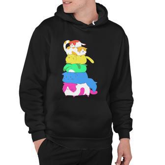 Purride Rainbow Lgbt Cat Pile Funny Feline Gay Pride Cat Gift Hoodie - Monsterry DE