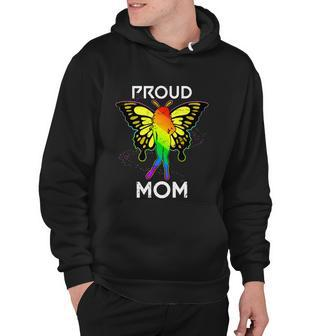 Rainbow Butterfly Proud Lesbian Mom Mothers Day Gift Lgbt Cool Gift Hoodie - Monsterry