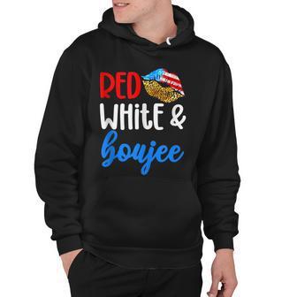 Red White And Boujee Funny 4Th Of July American Flag Lips Hoodie - Seseable