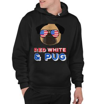 Red White And Pug Funny Usa Dog 4Th July Hoodie - Seseable
