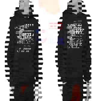 Red White Blue Pitbull Too 4Th Of July Hoodie - Thegiftio UK