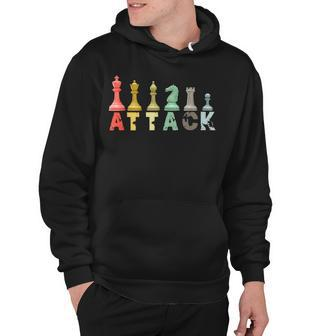 Retro Chess Pieces King Queen Bishop Knight Strategy Hoodie - Seseable