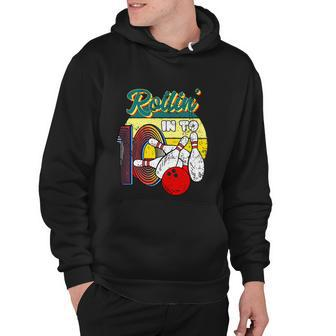 Rollin Into 10 Bowling Birthday Party Funny 10Th Birthday Girls Hoodie - Monsterry UK