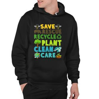 Save Bees Rescue Animals Recycle Plastic Earth Day Planet Funny Gift Hoodie - Monsterry