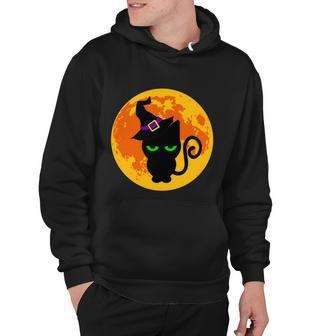 Scary Black Cat Costume Witch Hat Amp Moon Graphics Halloween Quote Hoodie - Monsterry DE