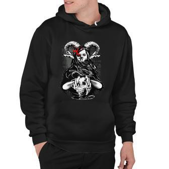 Scary Witch Holding Skull Hoodie - Monsterry CA