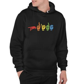 Sign Language Funny Rainbow Flag Gay Lgbt Deaf Asl Mute Gift Great Gift Hoodie - Monsterry