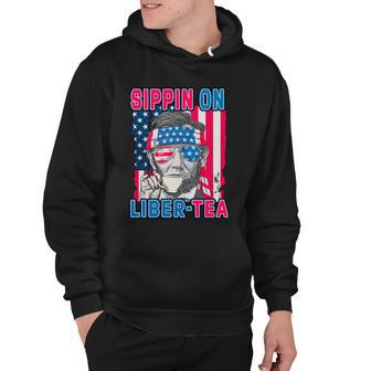 Sippin On Liberty 4Th Of July Abraham Lincoln Hoodie - Monsterry