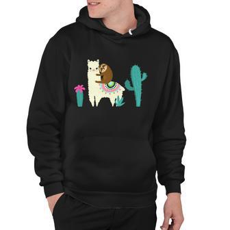 Sloth Riding Llama Funny Cactus Tshirt Hoodie - Monsterry DE