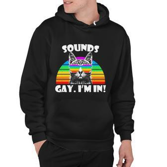 Sounds Gay Im In Rainbow Cat Pride Retro Cat Gay Funny Gift Hoodie - Monsterry