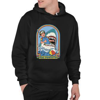 Stay Positive Shark Attack Comic Hoodie - Monsterry AU