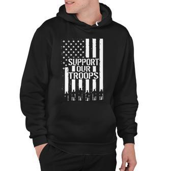 Support Our Troops Distressed American Flag Hoodie - Monsterry