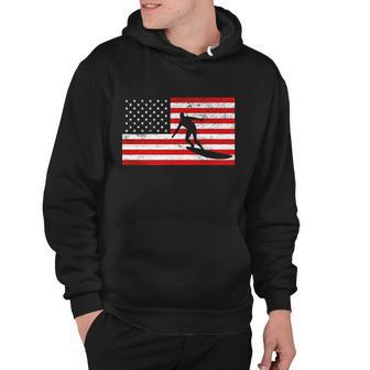 Surfer And Usa Flag Hoodie - Monsterry