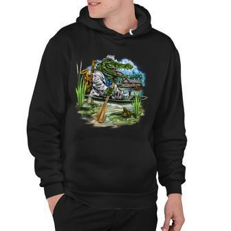 Swamp Gator With A Trumpet Hoodie - Monsterry
