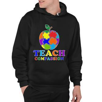 Teach Compassion Autism Awareness Teacher Apple Puzzle Hoodie - Monsterry CA