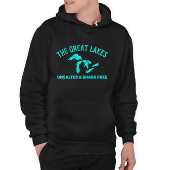 The Great Lakes Unsalted & Shark Gift Funny Free Michigan Gift Vintage Gift Hoodie - Thegiftio UK
