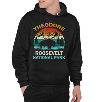 Theodore Roosevelt National Park North Dakota Buffalo Retro Hoodie - Seseable