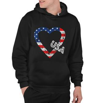 Usa Flag Patriotic American Hearts Armed Forces 4Th Of July Hoodie - Monsterry DE