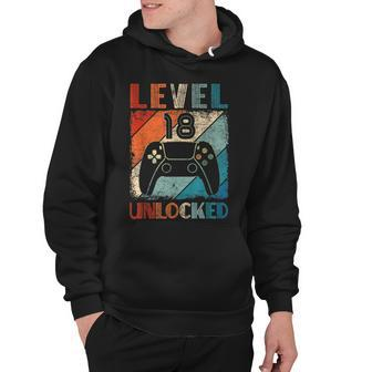 Vintage Level 18 Unlocked Video Gamer 18Th Birthday Hoodie - Seseable