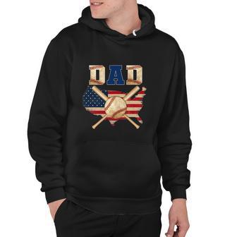 Vintage Proud Baseball Dad Cool 4Th Of July American Flag Hoodie - Monsterry