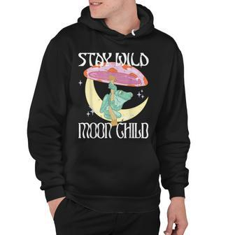 Vintage Retro Stay Wild Moon Child Frog Peace Love Hippie Hoodie - Seseable