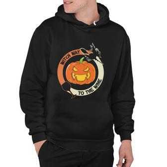 Witch Way To The Wine Pumpkin Halloween Quote Hoodie - Monsterry CA
