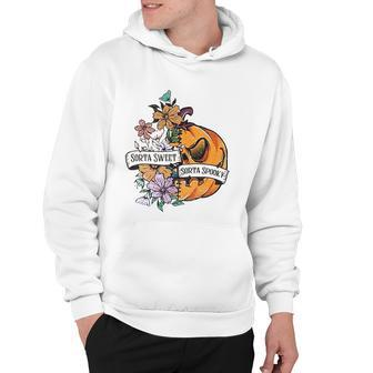 Halloween Sorta Sweet Sorta Spooky Pumpkin Floral Hoodie - Seseable