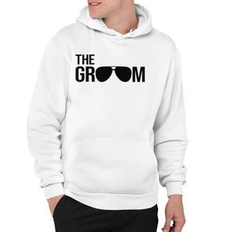 Mens The Groom Bachelor Party Cool Sunglasses White Hoodie | Mazezy