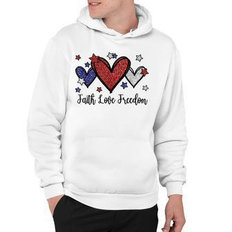 Patriotic 4Th Of July American Flag Heart Faith Love Freedom V4 Hoodie - Seseable