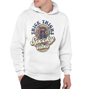 Thick Thighs And Spooky Vibes Retro Spooky Halloween Hoodie - Seseable