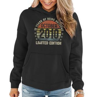 12Th Birthday Gifts October 2010 Limited Edition 12 Year Old Women Hoodie Graphic Print Hooded Sweatshirt - Thegiftio UK