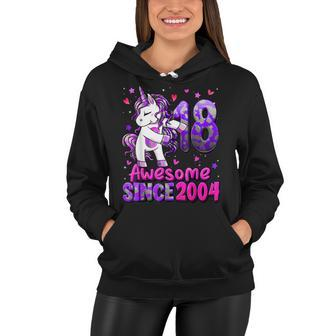 18 Years Old Unicorn Flossing 18Th Birthday Girl Unicorn Women Hoodie - Seseable